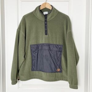 H&M Oversized Olive Green Zip-Up Fleece Sweater –Cozy & Streetwear-Ready, Medium